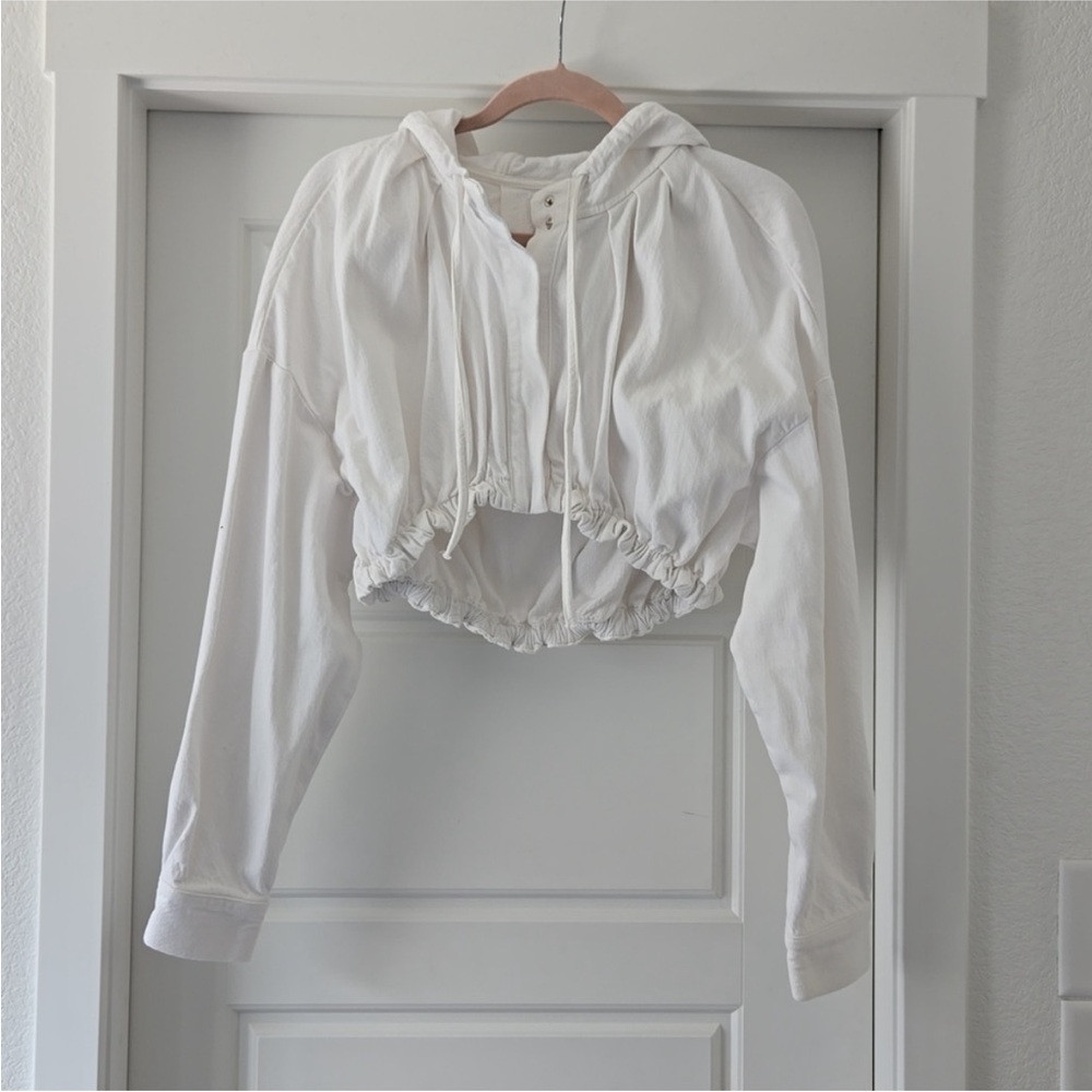 Zara White Hooded Jeans Jacket